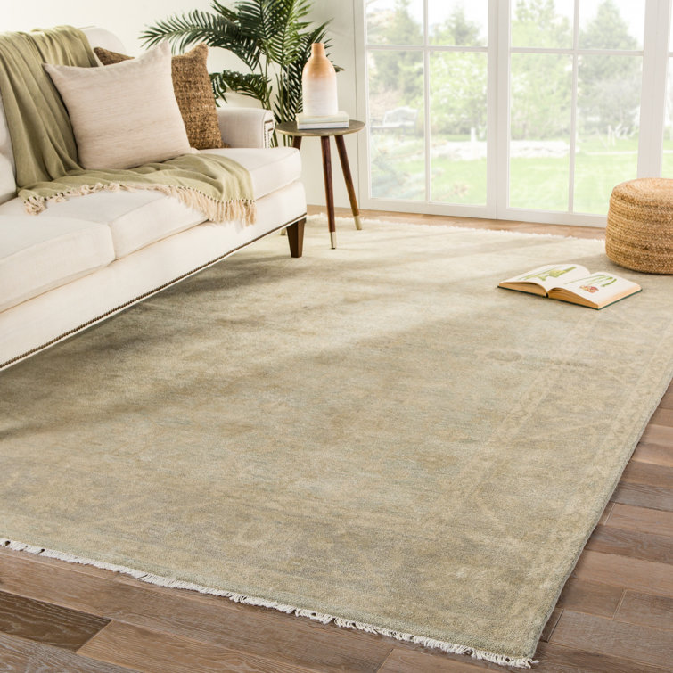 Gray Hand-Knotted Wool and Viscose Area Rug