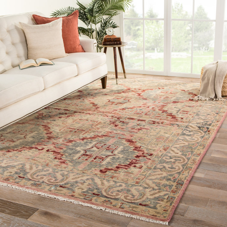 Hand-Knotted Gray Medallion Wool Rug 10' x 14'