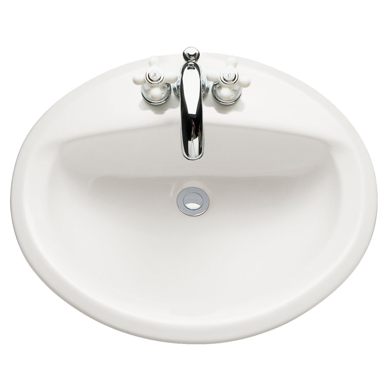 AquaSource White Oval Ceramic Self-Rimming Bathroom Sink