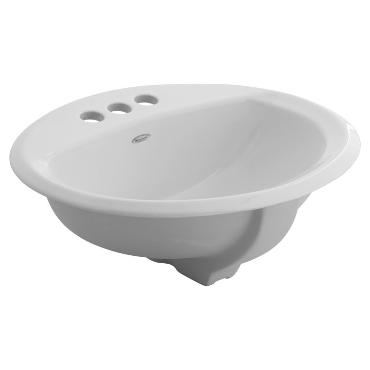 AquaSource White Oval Ceramic Self-Rimming Bathroom Sink