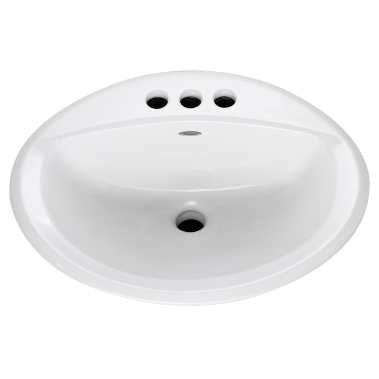 AquaSource White Oval Ceramic Self-Rimming Bathroom Sink