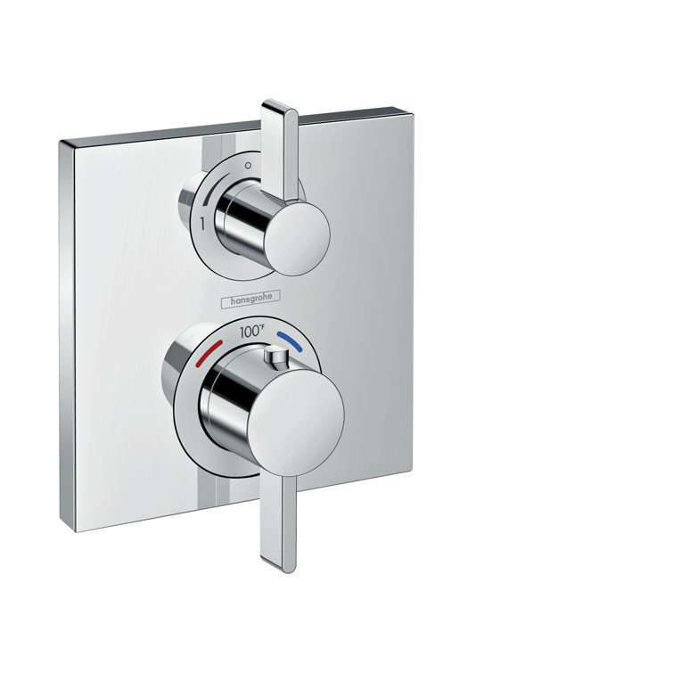 Ecostat Square Black Modern Wall-Mounted Thermostatic Shower Trim