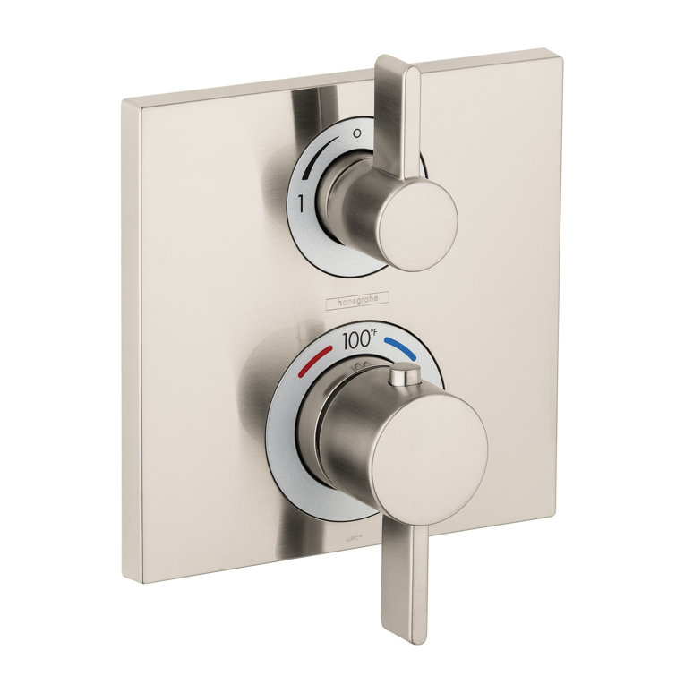 Brushed Nickel Modern Wall-Mounted Shower Trim with Lever