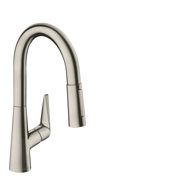 Steel Optik Modern Brass Pull-Out Spray Bar Faucet, 1.75 GPM
