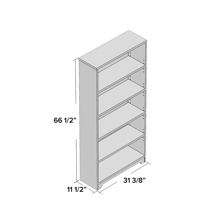 Cabot Traditional Heather Gray 5-Shelf Adjustable Bookcase