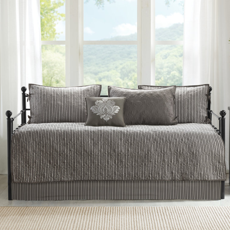 Quebec Dark Grey 6-Piece Reversible Daybed Cover Set