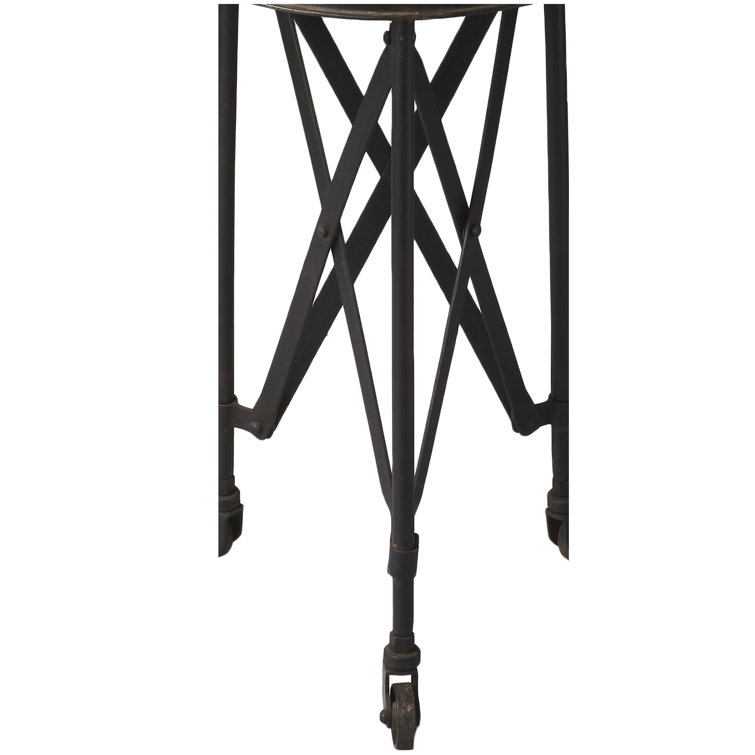 Costigan 15'' Round Black Metal & Wood Industrial Accent Table