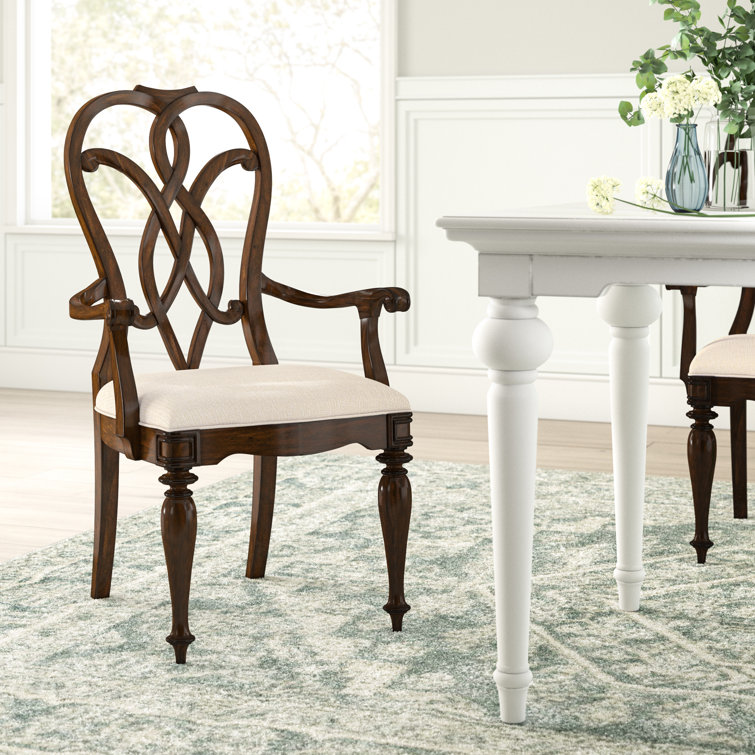 Leesburg Dark Wood Upholstered Arm Chair with Splatback