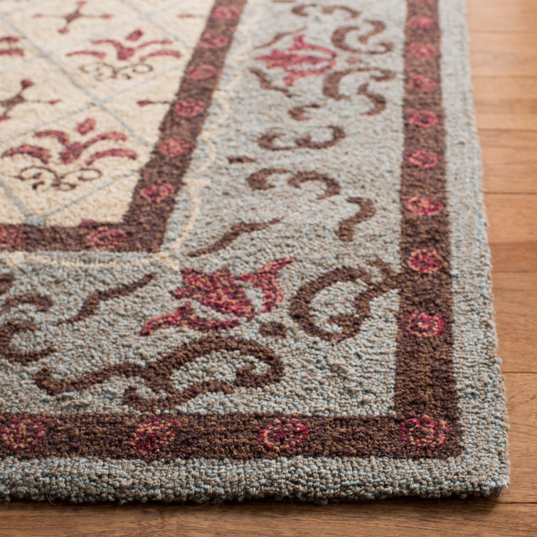Handmade Red and Beige Floral Wool Accent Rug 2' x 3'