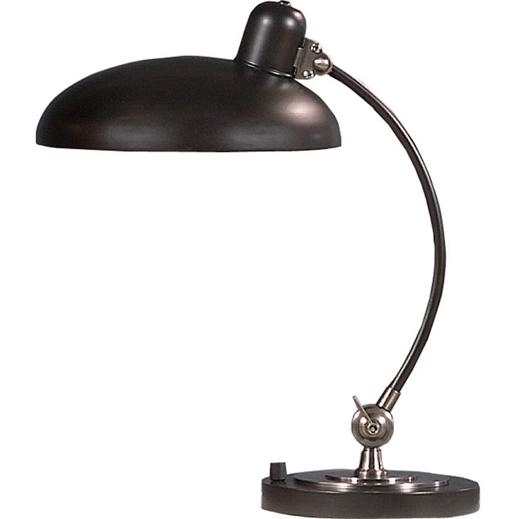 Bruno Adjustable Arc Bronze Desk Lamp with Nickel Accents