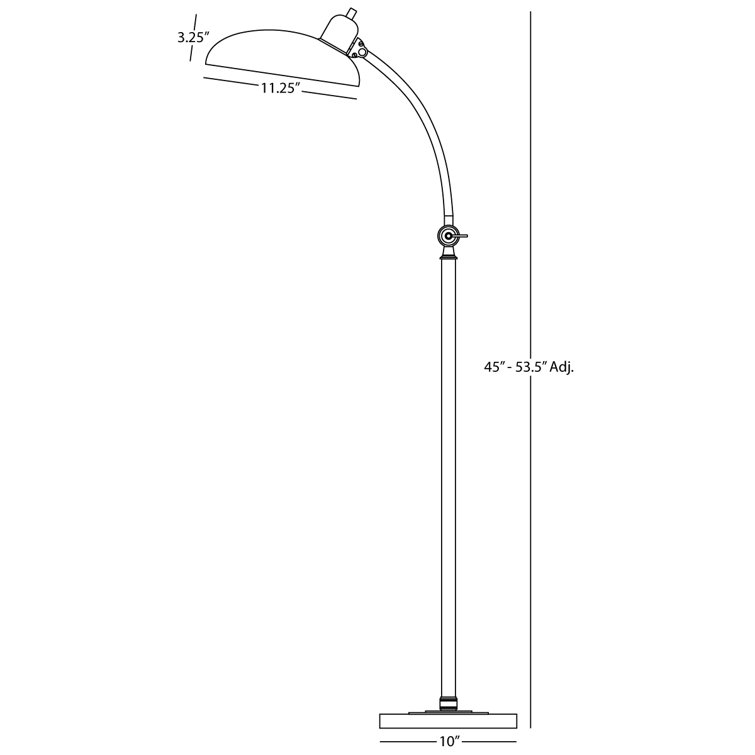 Bruno Adjustable Kids' Arc Floor Lamp in Lead Bronze with Ebonized Nickel