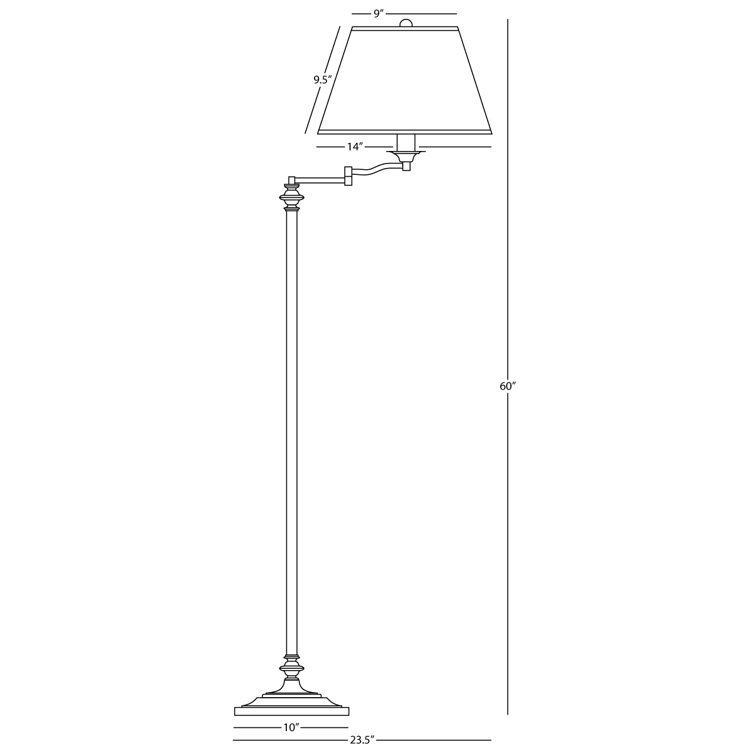 Wilton 60'' Black Antique Rust Adjustable Swing Arm Floor Lamp