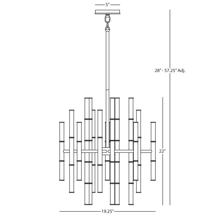 Antique Brass Bamboo-Inspired 30-Light Chandelier