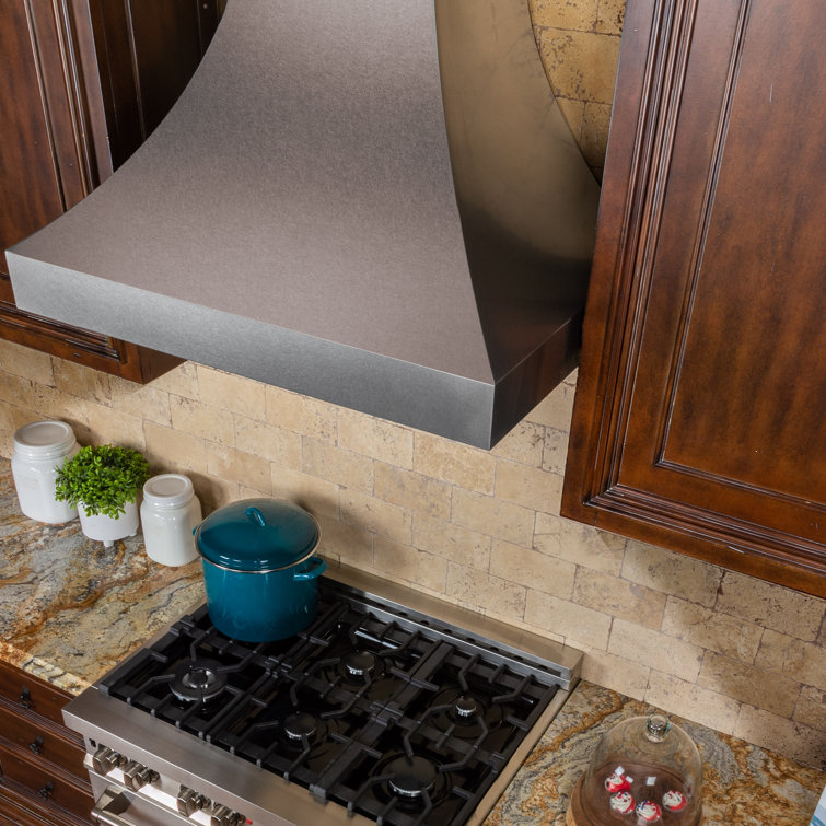 36" Stainless Steel Wall Mounted Range Hood with Copper Accents