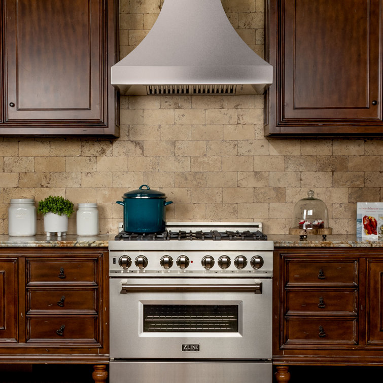 36" Stainless Steel Wall Mounted Range Hood with Copper Accents