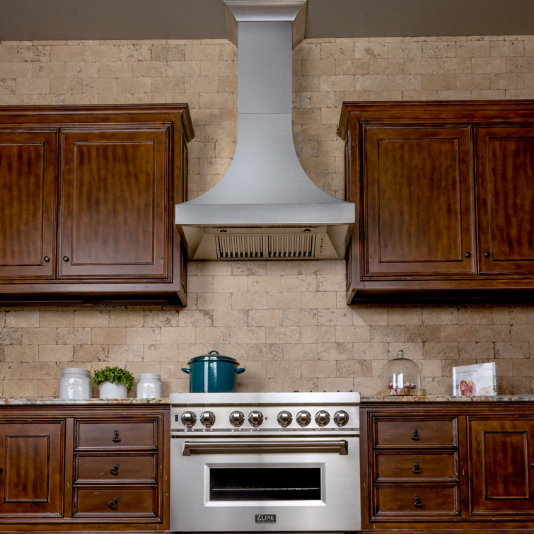 36" Stainless Steel Wall Mounted Range Hood with Copper Accents