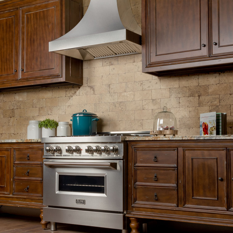 36" Stainless Steel Wall Mounted Range Hood with Copper Accents
