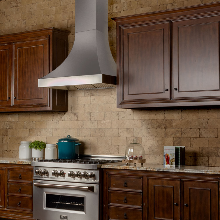 36" Stainless Steel Wall Mounted Range Hood with Copper Accents