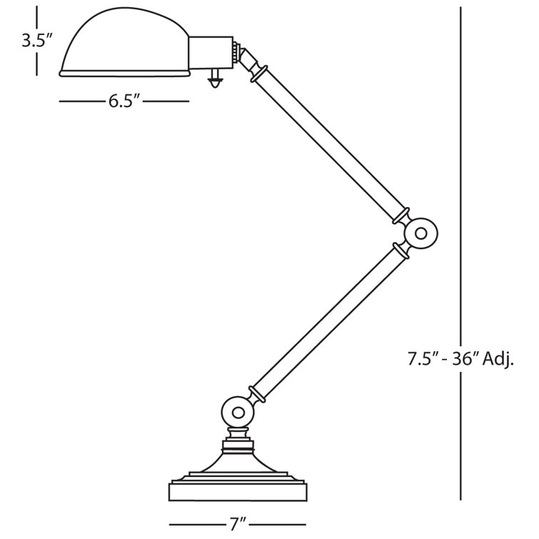 Kinetic Adjustable Antiqued Brass Desk Lamp 7.5"