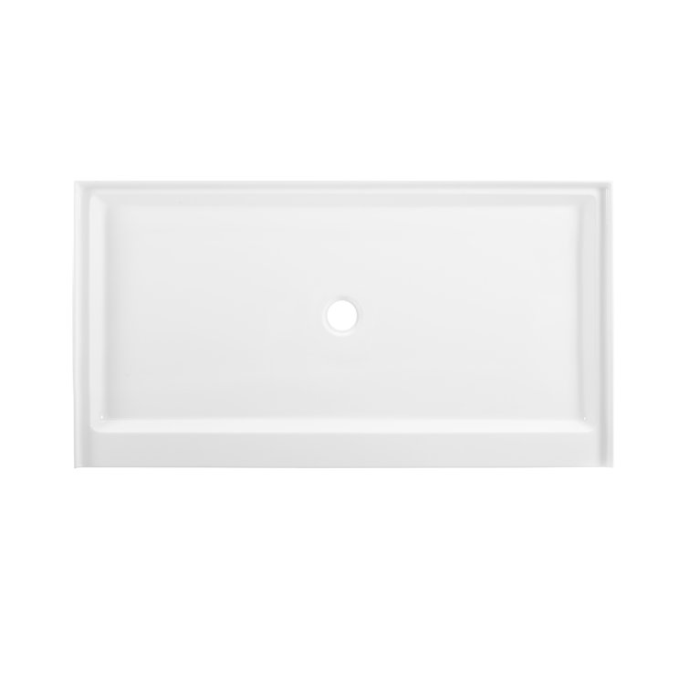 Voltaire 60" x 32" White Acrylic Shower Base with Center Drain