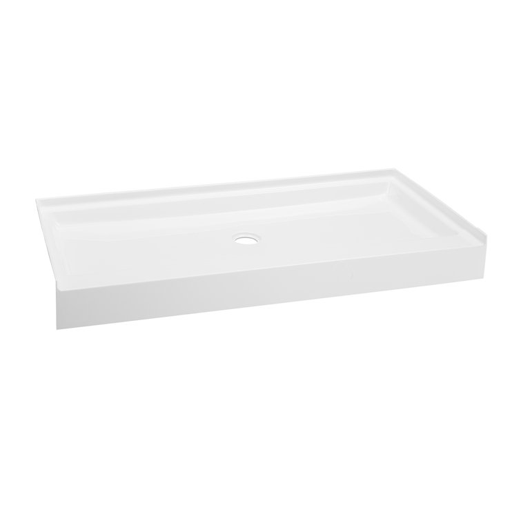 Voltaire 60" x 32" White Acrylic Shower Base with Center Drain