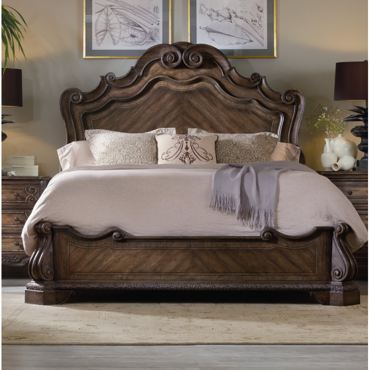 Rhapsody Walnut King Wood Frame Panel Bed