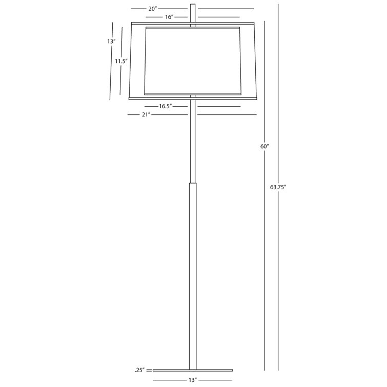 Saturnia 63.75'' Silver Stainless Steel Floor Lamp with White Shade
