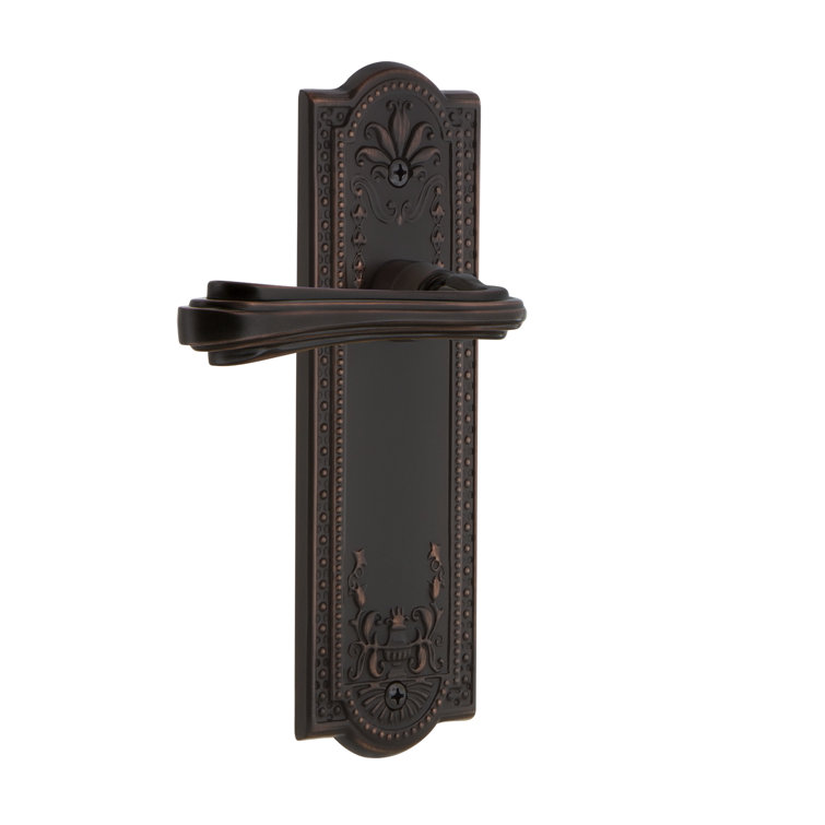 Timeless Bronze Privacy Door Lever with Intricate Beaded Detailing