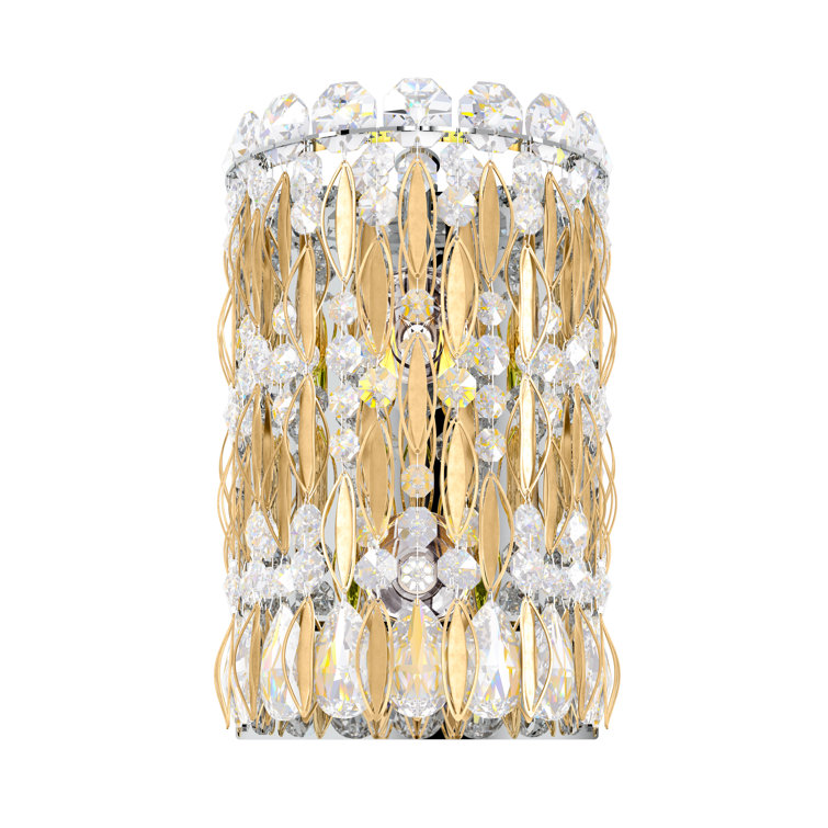 Heirloom Gold Sarella 2-Light Cylinder Sconce with Clear Crystals