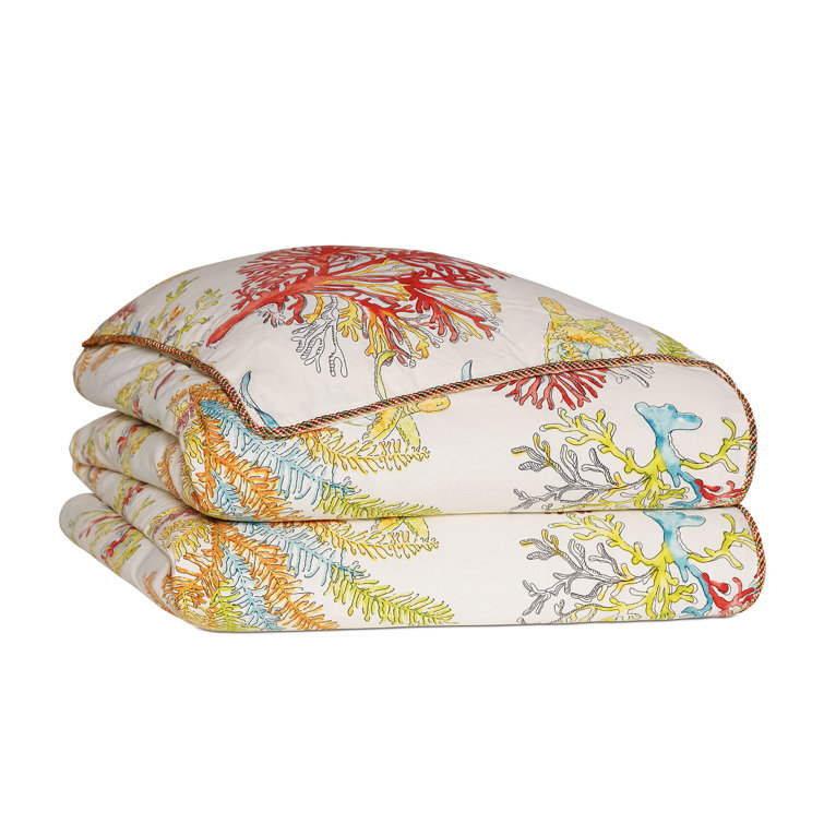 Maldive King Size Multicolor Cotton Coastal Duvet Cover Set