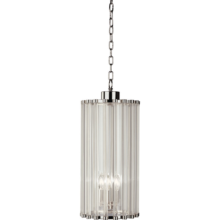 Sleek Modern 22" Polished Nickel & Glass Mini Island Pendant