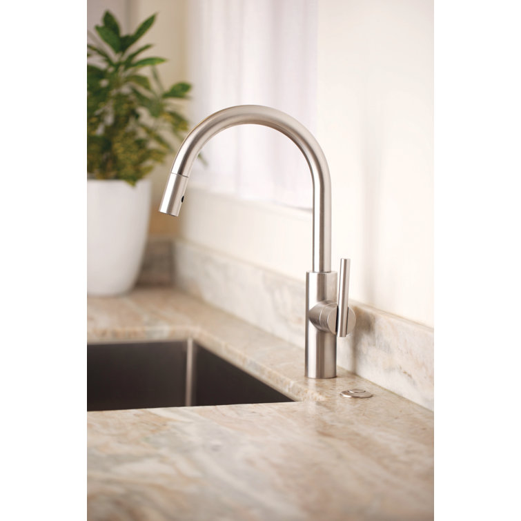 Polished Brass Single Handle Pull-Down Kitchen Faucet