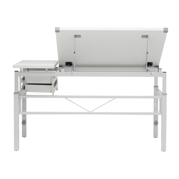 CraftMaster Adjustable Wood Drafting Table with Dual Top and Storage Drawers