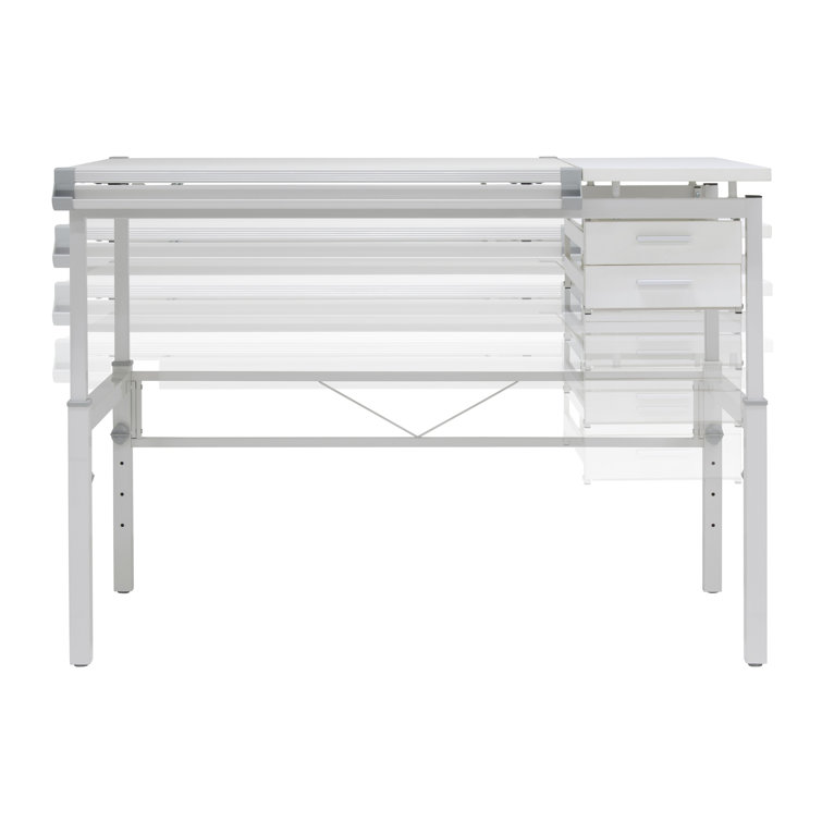 CraftMaster Adjustable Wood Drafting Table with Dual Top and Storage Drawers