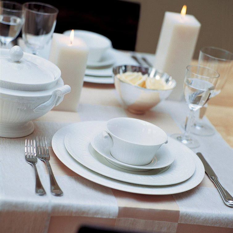 Cellini White Porcelain 24-Piece Dinnerware Set, Service for 6