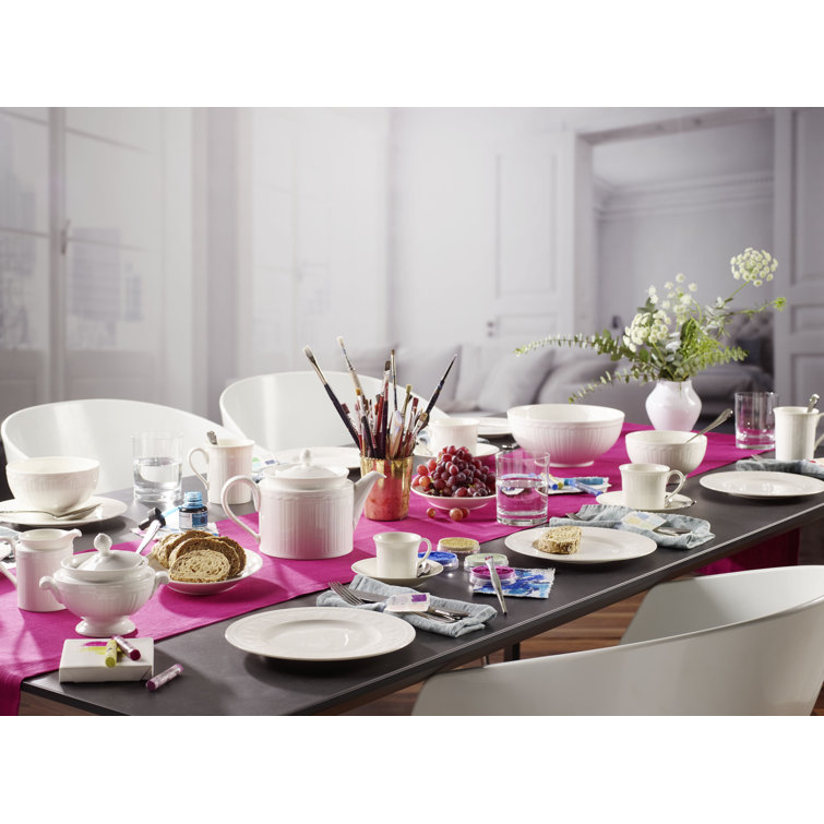 Cellini White Porcelain 24-Piece Dinnerware Set, Service for 6