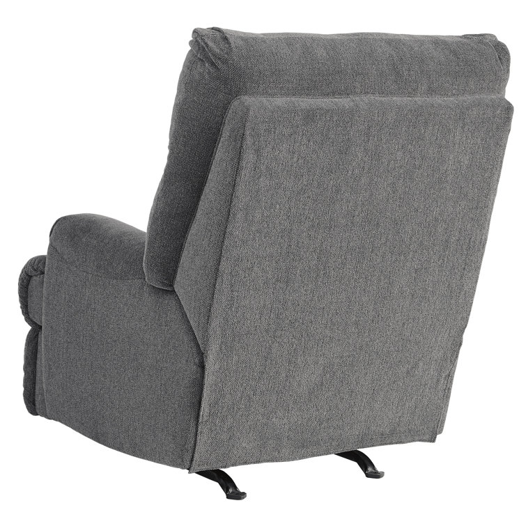 Gray Plush Textured Rocker Recliner with Padded Arms