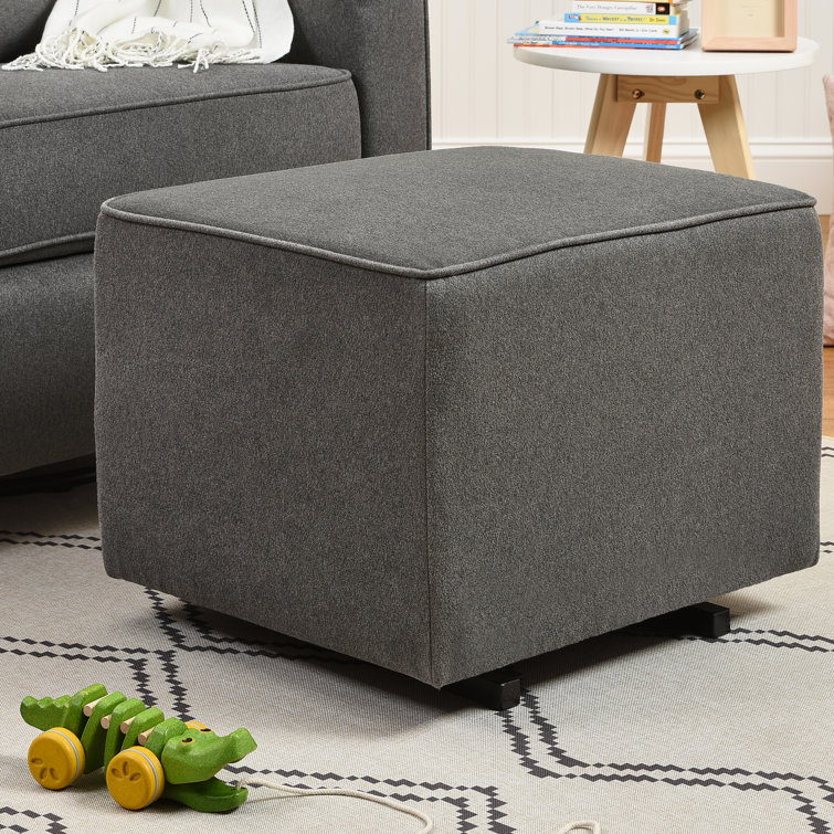 Elegant Cream Square Ottoman with Metal Legs and Polyester Upholstery