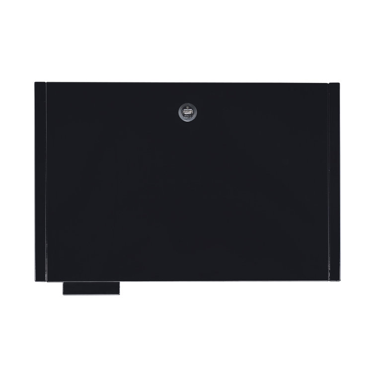 Gemma Black Metal Nightstand with USB Port and Open Shelf