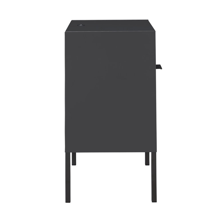 Gemma Contemporary Gray Metal Nightstand with USB Port