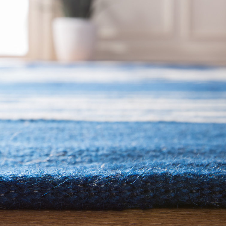Pacific Stripe Handwoven Wool 8' x 10' Minimalist Area Rug