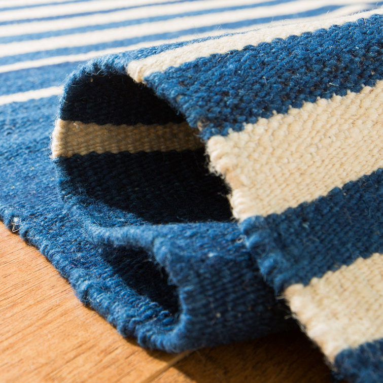 Pacific Stripe Handwoven Wool 8' x 10' Minimalist Area Rug