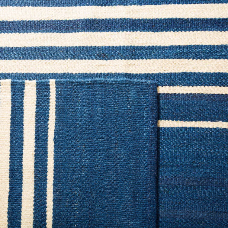 Pacific Stripe Handwoven Wool 8' x 10' Minimalist Area Rug