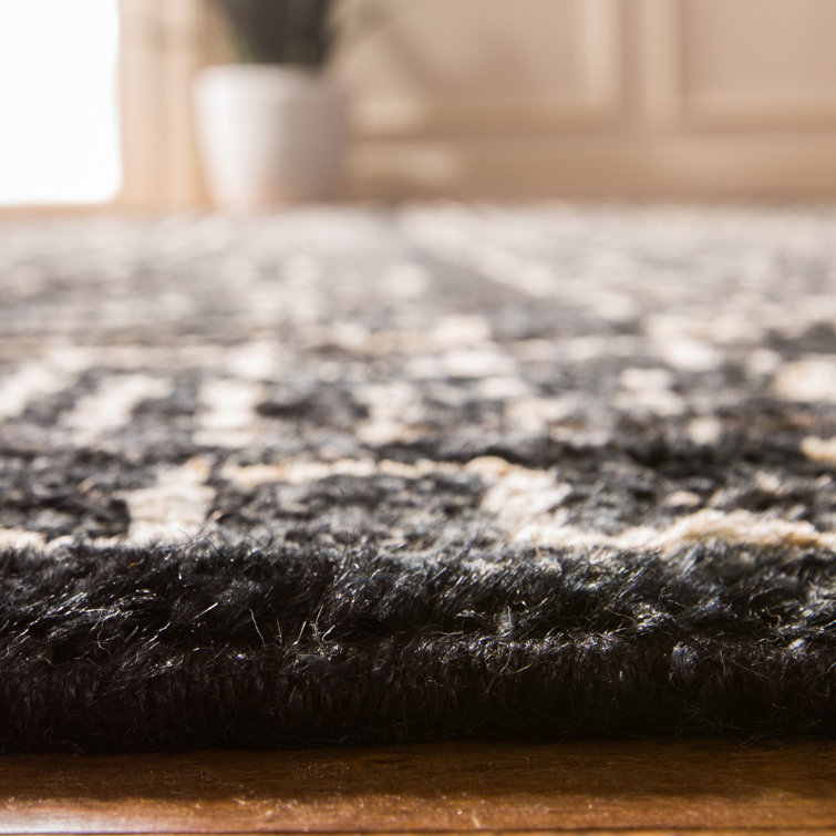 Night & Cream Tribal-Inspired Hand-Knotted Wool-Blend 9' x 12' Rug