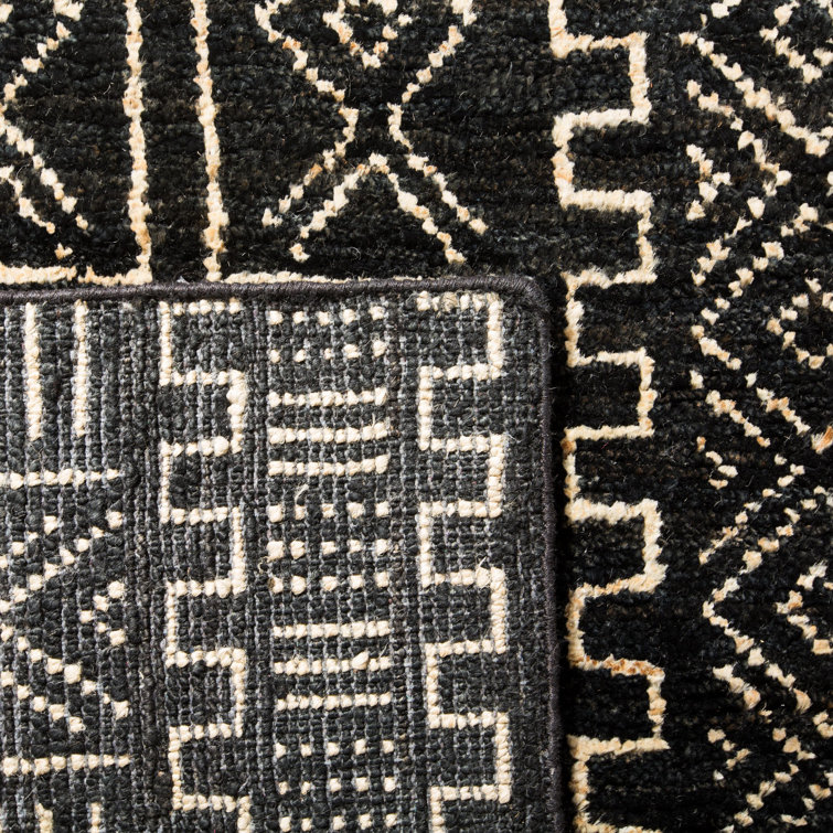 Night & Cream Tribal-Inspired Hand-Knotted Wool-Blend 9' x 12' Rug