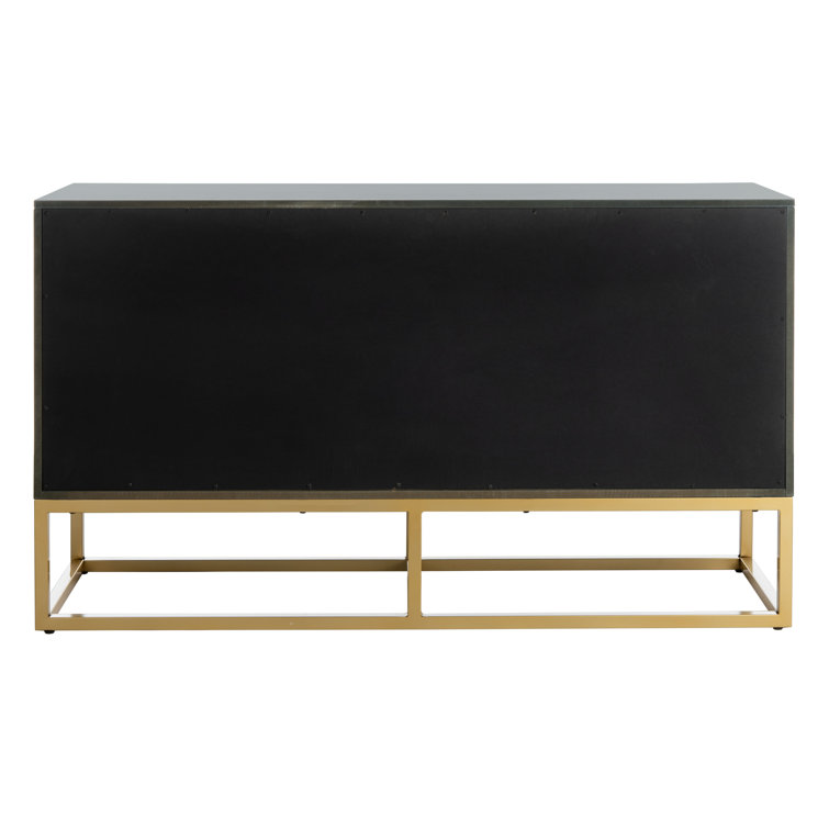 Estelle Transitional Teal 6-Drawer Dresser with Brass Accents