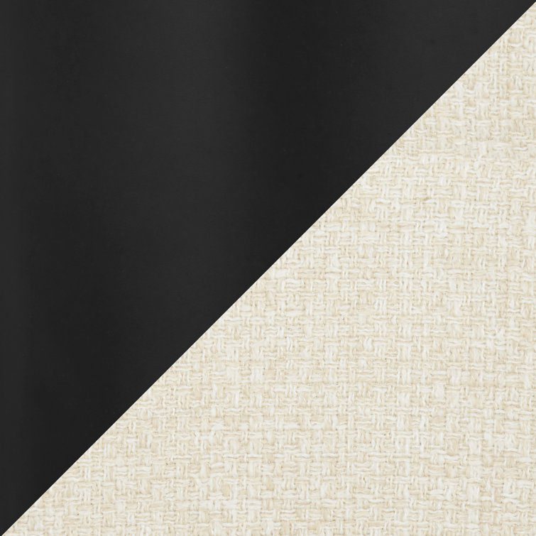 Cream Upholstered Armchair with Black Metal Legs, Set of 2