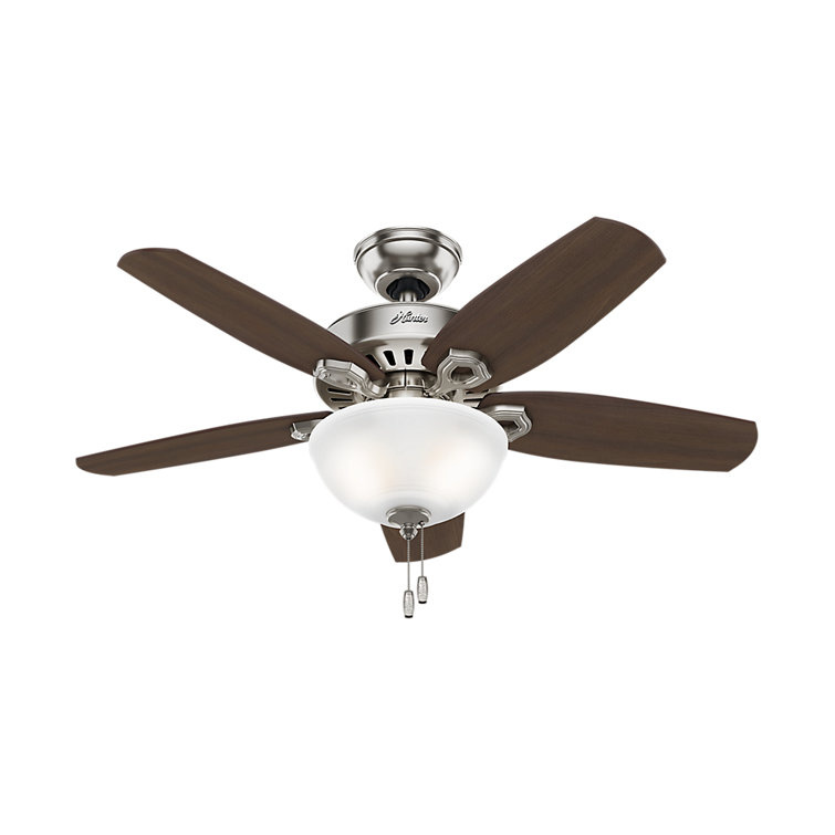 42" Brushed Nickel Ceiling Fan with LED Light and Mahogany Blades