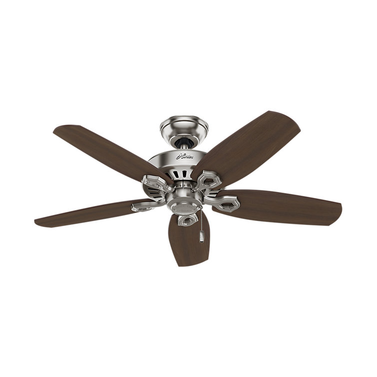 42" Brushed Nickel Ceiling Fan with LED Light and Mahogany Blades