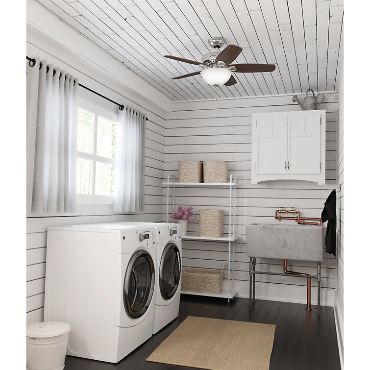 42" Brushed Nickel Ceiling Fan with LED Light and Mahogany Blades